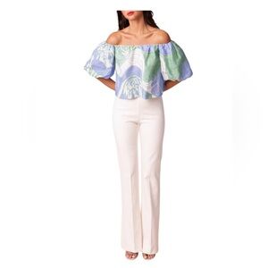 RHODE Sima Blue and Green Patterned Top Size M